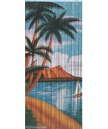 Bamboo Beaded Door Curtain-Tranquil Beach Scene - £39.16 GBP