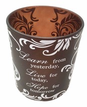 Frosted Glass Inspirational Words Learn Live Hope 3&quot; Diameter Candle Holder - $16.99