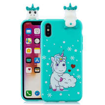 Anymob iPhone Blue Unicorn 3D Toys Case Soft Silicone Cartoon Cover - £19.18 GBP