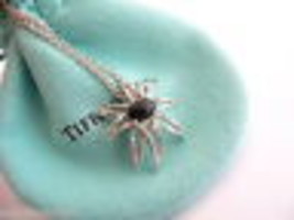 Tiffany &amp; Co Onyx Gemstone Fireworks Necklace Pendant 18 In Chain Silver Gift - £436.68 GBP