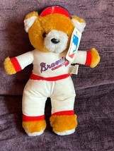 Steven Smith Chesnut Brown Plush Teddy Bear in White w Red Atlanta Braves Baseba - $11.29