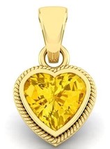 Colgante en forma de corazón de zafiro amarillo natural certificado de... - $50.42