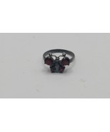 Garnet Butterfly Ring Sterling, Size 6 - $40.00