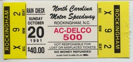 North Carolina Motor Speedway NASCAR Auto Race Ticket Stub 10/20/1991-VG - £24.80 GBP