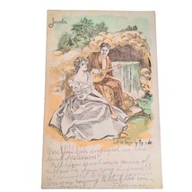 Postcard Juanita Let Me Linger By Thy Side Playing Music Vintage Posted - $7.12