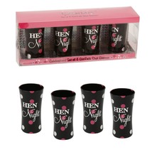 Celebrations Hen Night Set of 4 Glamorous Black &amp; Pink Shot Glasses by G... - £16.82 GBP