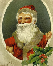 Early 1900s Germany Santa Claus with Brown Fur Coat Trim Christmas Postcard - £8.33 GBP