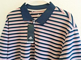 NWT Adidas Golf Ultimate 365 Navy Gray Pink Striped UPF 50+ NEW MSRP $70 - £23.41 GBP+