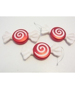 3 Christmas Tree Ornaments Peppermint Candy Swirl Red White Holiday Décor - $5.99