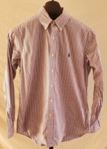 Ralph Lauren Blue Yellow &amp; White Stripped Shirt Men Size M Long Sleeve - $19.79