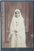 Vtg Victorian Communion Girl Hansen Weller Copenhagen Cabinet Card Photo - £38.33 GBP