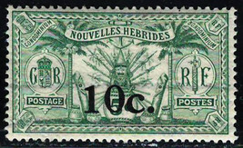 French Hebrides 1921 Very Fine Mnh Surcharded Stamp Scott # 37 - £11.05 GBP