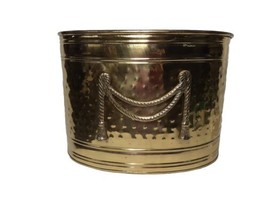 Vintage Hammered Brass Planter Pot /Magazine Holder, Oval, 13.5&quot; x 10&quot; x... - £31.29 GBP