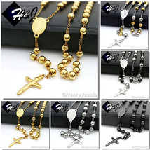 MEN Stainless Steel 3.5/6/8mm Silver/Black/Gold Bead Virgin Mary Rosary ... - £11.75 GBP+