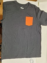 The Nike Tee Shirt Mens Large Gray Orange red Swoosh Pocket Large - $13.85