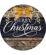 Merry Christmas Yellow Bow Novelty Circle Coaster Set of 4 - $27.09 CAD