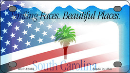 South Carolina with American Flag Novelty Mini Metal License Plate Tag - £11.98 GBP