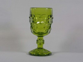 Viking Art Glass Georgian Avocado Wine Goblet 6909, Signed, Olive Green Color, H - £22.30 GBP