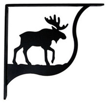 Wall Shelf Bracket Pair Of 2 Moose Pattern Wrought Iron 9.25&quot; L Crafting Accent - £38.66 GBP