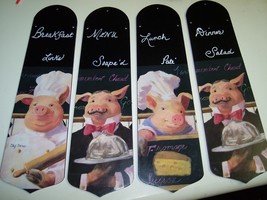 New~~Custom Chalkboard Menu Pig Chef Waiter Ceiling Fan W/Lite - $118.75