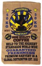 printed HUGE PREMIUM HARVEST COFFEE BURLAP BAG storage wall decorations ... - $17.68