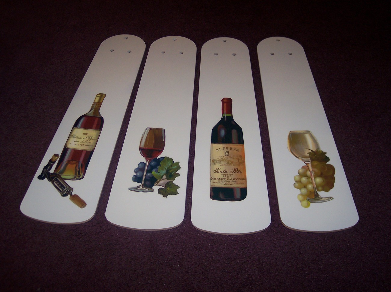 CUSTOM DESIGNED HANDCRAFTED Wine Bottle Grapes & Glasses Elegant Ceiling Fan - $118.75