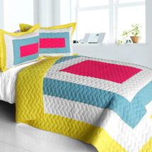 [Moon&#39;s Passion] Cotton Vermicelli-Quilted Patchwork Geometric Quilt Set Full/Qu - £79.92 GBP