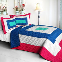 [Universe's Passion] Cotton Vermicelli-Quilted Patchwork Geometric Quilt Set Ful - $101.99