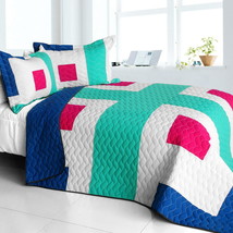 [The Cross of Life] Cotton Vermicelli-Quilted Patchwork Geometric Quilt Set Full - $101.99