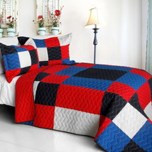 [Eternal Passion] Cotton Vermicelli-Quilted Patchwork Geometric Quilt Set Full/Q - $101.99