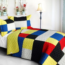 [Fantastic Beauty] Cotton Vermicelli-Quilted Patchwork Plaid Quilt Set Full/Quee - $101.99