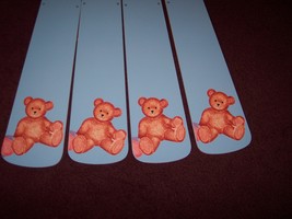 Custom Baby Blue Teddy Bear Ceiling Fan For Nursery Room - £93.37 GBP