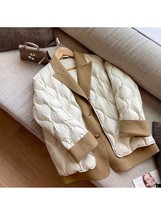 Korean Style Winter Jackets For Women All-match Loose Spliced Notched Neck Outwe - £72.29 GBP