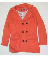 Junior&#39;s ARTISTIC TASTE Orange Wool Pea Coat Jacket Size SMALL Lined Poc... - $26.00