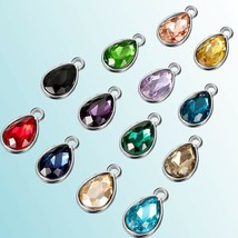 Glass Teardrop Charms Assorted Colors Birthstone Pendants Mix Jewelry Supply 52p - £23.73 GBP