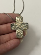 Silpada 925 Sterling Silver Hammered Cross Pendant Necklace RETIRED Vintage - £33.54 GBP