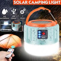 Remote Control Solar LED Camping Lantern USB Rechargeable Light Bulb Tent Light  - £26.60 GBP