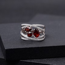 S ballet 925 sterling silver criss cross gemstone ring 1 87ct natural red garnet finger thumb200