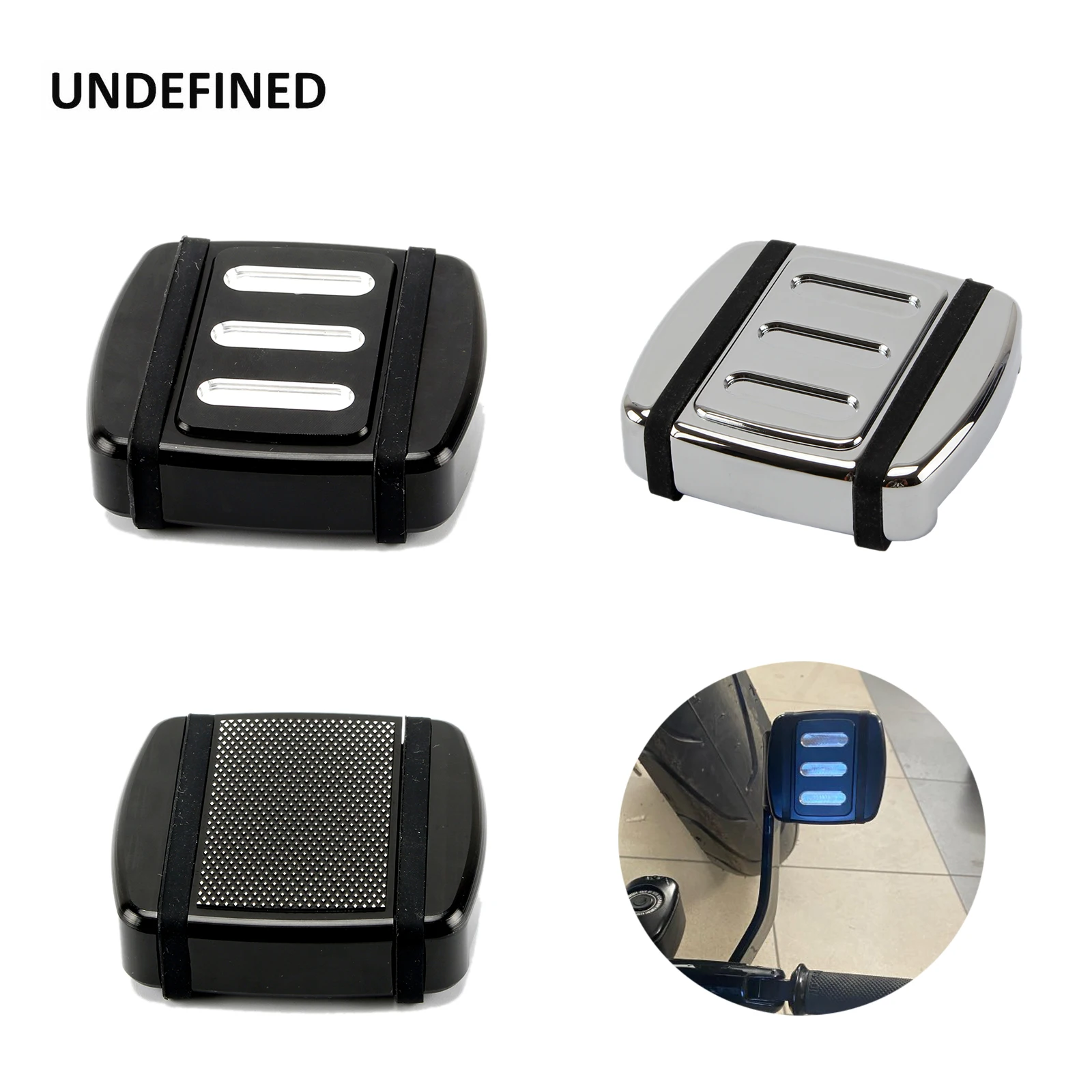 Motorcycle Pegs Small Brake Pedal Pad Cover CNC Diamond Black For Harley Dyna - £18.38 GBP+