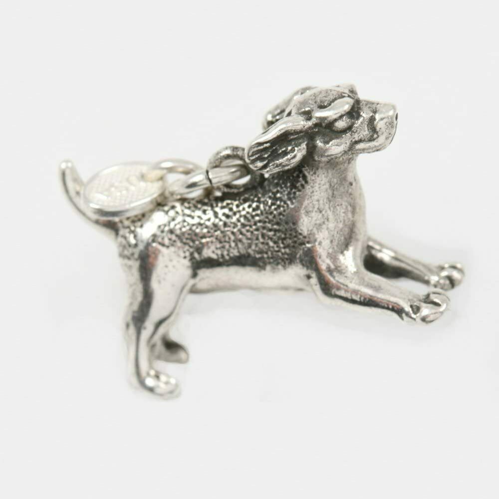 Beagle Puppy Dog Charm 3 Dimensional Solid Sterling Silver - $47.52