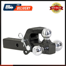 Tri-Ball Truck Hitch With Hook, Solid Shank For 2 Inch Receiver Tubes Ch... - £99.54 GBP
