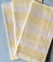 Sferra Ascot Canary Yellow Linen Dinner Napkins Herringbone Stripe 3PC 2... - $36.53