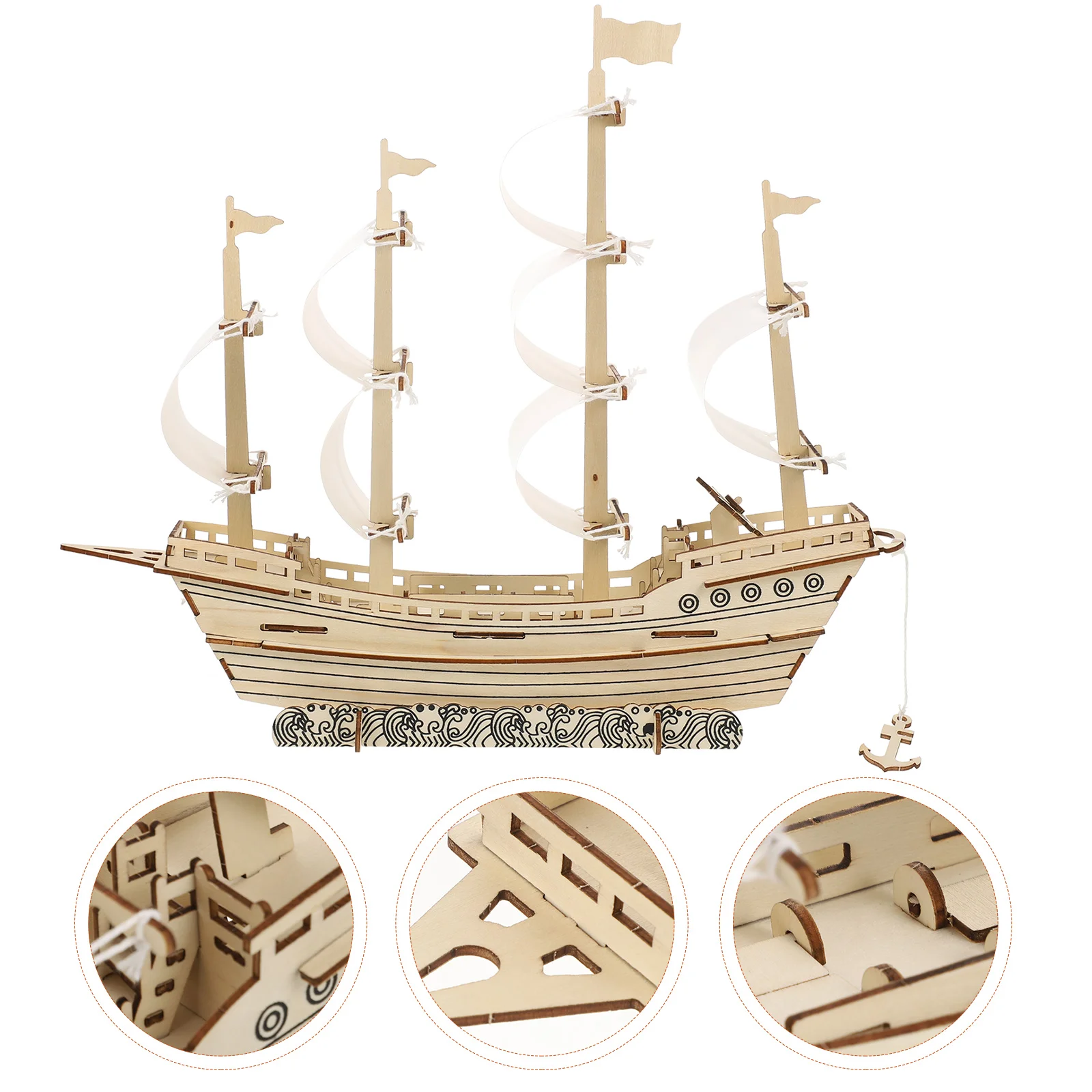 3D Wooden Ship Jigsaw Toys DIY Sailboat Model Puzzles Assemble Toys Building - £11.87 GBP+