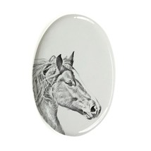 Freiberger- Gravestone oval ceramic tile with an image of a horse. - $9.99