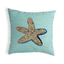 Pair of Betsy Drake Starfish - Teal No Cord Pillows - £63.30 GBP