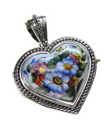 Gerochristo 3425 - Sterling Silver & Painted Porcelain Heart Locket Pendant -L  - $625.00