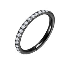 Crystal Clear Zircon Earrings Hoops Hiphop Rock Hinged CZ Segment Ring Clicker E - £57.80 GBP