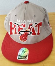 NBA Miami Heat New Era 47 Hardwood Classics SnapBack Hat Grey Red - £6.39 GBP