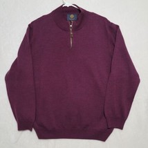 Viyella Men&#39;s 1/4 Zip Pullover Size 2XL Burgundy Merino Wool Long Sleeve Sweater - £38.94 GBP
