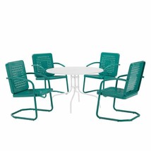 Crosley Furniture Bates 5 Piece Metal Outdoor Dining Set in Turquoise Gloss - £591.40 GBP